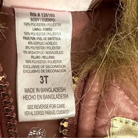 Little Lass Mauve Hooded Puffer Vest 3T Toddler Faux Fur Zipper Quilted - Picture 8 of 14